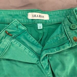 LILA RYAN Turquoise Cotton Blend Pants